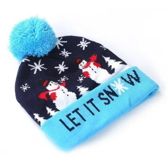 LET IT SNOW Light Up LED Holiday Beanie Hat - Picture 3 of 5